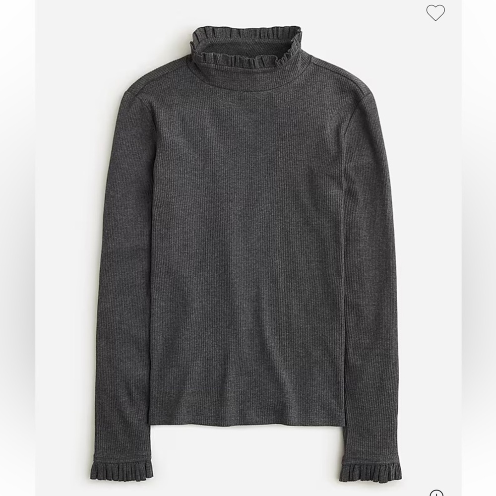 JCrew Rib Ruffle Mockneck M NWT
